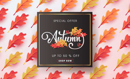 Autumn calligraphy. Seasonal lettering.vector illustrationのイラスト素材