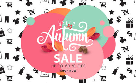Autumn calligraphy, Seasonal lettering.のイラスト素材
