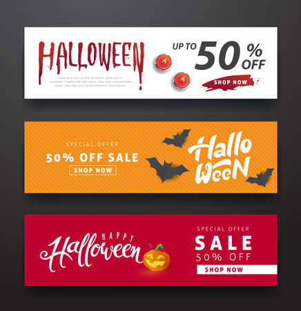 Happy Halloween calligraphy with blood.text banners party invitation.Vector illustration.のイラスト素材