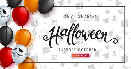 Happy Halloween banner template decor with balloons design.banners party invitation.のイラスト素材