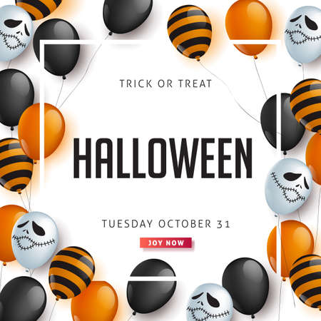 Happy Halloween banner template decor with balloons design.banners party invitation.Vector illustration .のイラスト素材