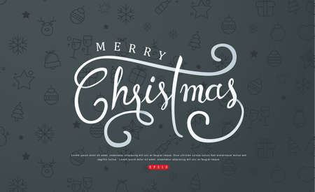 Merry christmas with calligraphic text. Vector illustration template. Greeting cards.のイラスト素材