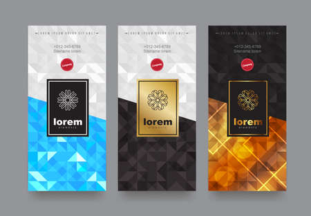 Vector set packaging templates with different texture for luxury products. Design with trendy linear style. Vector illustrationのイラスト素材