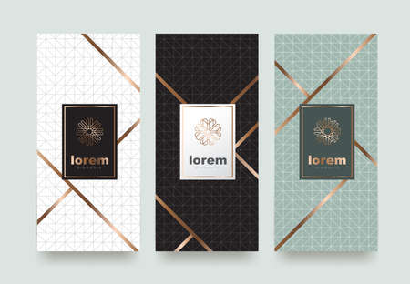 Vector set packaging templates with different texture for luxury products.logo design with trendy linear style.vector illustrationのイラスト素材