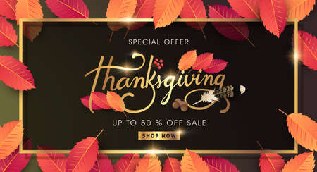 Calligraphy of Thanksgiving day sale banner.のイラスト素材