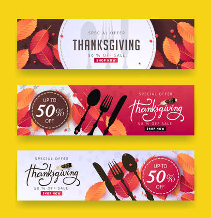 Calligraphy of Thanksgiving day sale banner. Seasonal lettering, vector illustration.のイラスト素材
