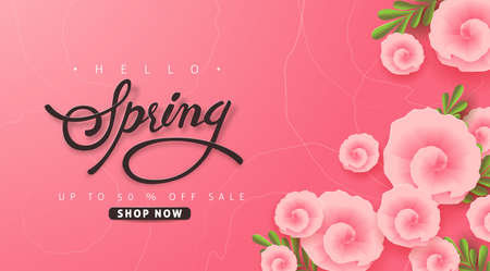 Spring sale background layout with beautiful colorful flower for banners.のイラスト素材