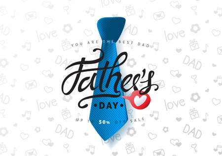 Happy Fathers Day Calligraphy greeting card and sale poster background. Vector illustration.のイラスト素材