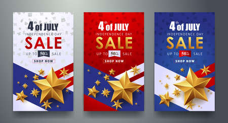 USA independence day sale promotion advertising banner template.4th of July celebration poster template.voucher discount.Vector illustration .のイラスト素材