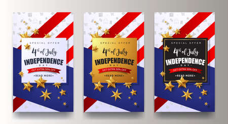 USA independence day sale promotion advertising banner template.4th of July celebration poster template.voucher discount.Vector illustration .のイラスト素材