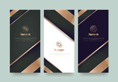 Vector set packaging templates  luxury or premium products.logo design with trendy linear style.voucher discount flyer brochure.book cover vector illustration.greeting card background.