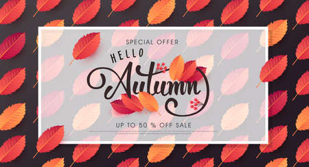 Autumn calligraphy. Seasonal lettering.vector illustrationのイラスト素材