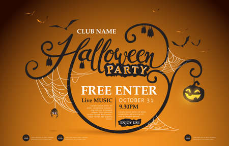 Happy Halloween banners party invitation. Vector illustrationのイラスト素材