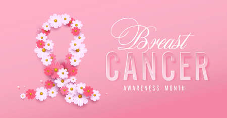 Breast cancer awareness pink ribbon and spring poster background,vector illustration