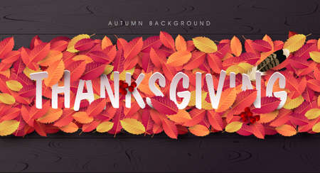 Thanksgiving day banner background. Celebration quotation for card.vector illustration.Autumn season happy Thanksgiving inscription.のイラスト素材