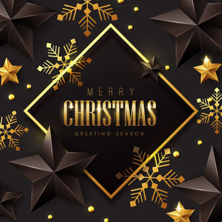Vector merry Christmas and happy New Year background design with Snowflakes and stars decoration.Luxury greeting card.Winter vector illustration template.のイラスト素材