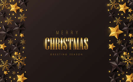 Vector merry Christmas and happy New Year background design with Snowflakes and stars decoration.Luxury greeting card.Winter vector illustration template.のイラスト素材