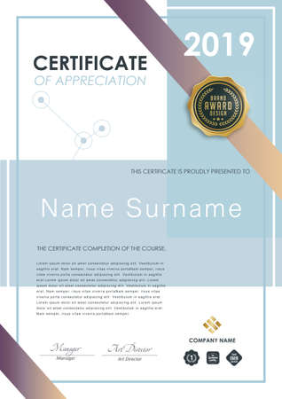 Certificate template with modern pattern,diploma,Vector illustration.のイラスト素材