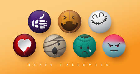 Vector emoticon halloween character design cute.のイラスト素材