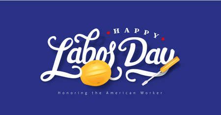 Happy labor day hand lettering  background banner template.Vector illustration .のイラスト素材