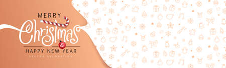 Merry Christmas and Happy New Year background for Greeting cards banner.Merry Christmas vector text Calligraphic Lettering Vector illustration. のイラスト素材