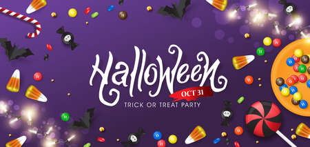 Happy Halloween banners party invitation background.Vector illustration .のイラスト素材