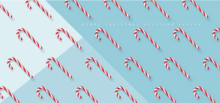 Pattern made with Christmas candies on &#xA;Geometry bright blue background. Flat lay. Copy space. Minimal composition. Vector illustrationのイラスト素材