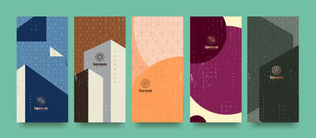 Vector set packaging templates japanese of nature luxury or premium products.logo design with trendy linear style.voucher, flyer, brochure.Menu book cover japan style vector illustration.のイラスト素材