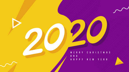 2020 Happy New Year text design background.Vector holiday illustration. のイラスト素材