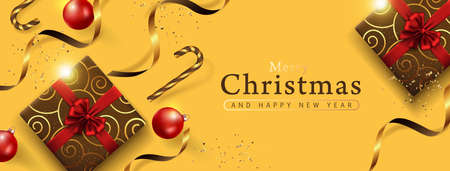 Christmas Decorative Border made of Festive Elements Background .Vector illustration. のイラスト素材