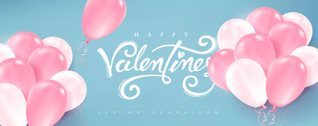 Valentines day background with Balloons. Vector illustration.banners.Wallpaper.flyers, invitation, posters, brochure, voucher discount.のイラスト素材