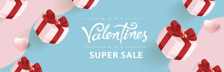 Valentines day sale background with gift. Vector illustration.banners.Wallpaper.flyers, invitation, posters, brochure, voucher discount.のイラスト素材