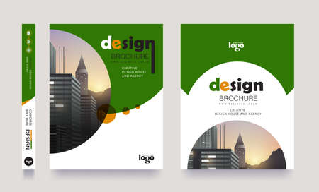 Green poster flyer pamphlet brochure cover design layout space for photo background, vector template in A4 sizeのイラスト素材