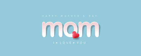 Mothers day banner background layout with Heart Shaped Balloons and text paper art style.Greetings and presents for Mothers day in flat lay styling.Vector illustration template.のイラスト素材