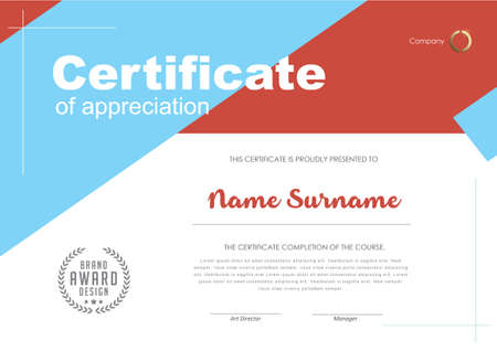 Certificate of Appreciation template.Trendy geometric design,diploma,Vector illustration.のイラスト素材