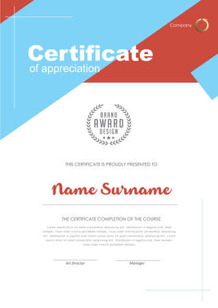 Certificate of Appreciation template.Trendy geometric design,diploma,Vector illustration.のイラスト素材