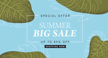 Summer sale design with tropical abstract background layout banners .Vector illustration template.のイラスト素材