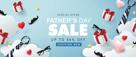 Happy Fathers Day Sale banner backgroung.Promotion and shopping template.Vector illustration.のイラスト素材