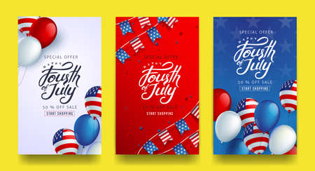 Independence day USA sale banner template .4th of July celebration poster template.fourth of july vector illustration .のイラスト素材