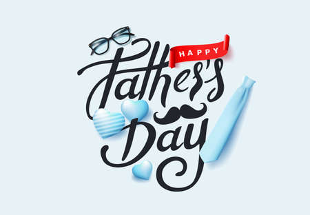 Happy Fathers Day banner background.Promotion and shopping template.Happy Fathers Day calligraphy.のイラスト素材