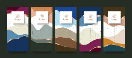 vector set packaging abstract arts background templates.Line pattern in Asian style with Japanese pattern.のイラスト素材