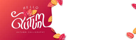Autumn calligraphy poster banner background and copy-space for textのイラスト素材