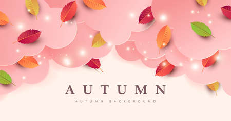 Autumn banner background with autumn leaf on cloudのイラスト素材