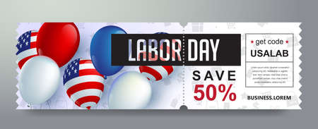 USA Labor day Gift promotion Coupon banner background. Elegant Labor day Voucher Design.のイラスト素材