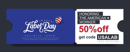 USA Labor day Gift promotion Coupon banner background. Elegant Labor day Voucher Design.のイラスト素材