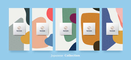 vector set packaging abstract arts background templates.Line pattern in Asian style with Japanese pattern.のイラスト素材