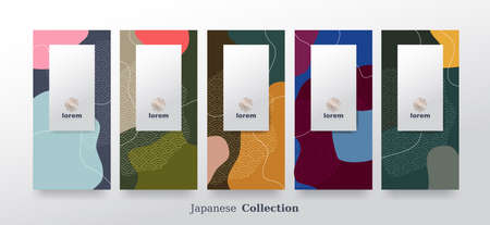 vector set packaging abstract arts background templates.Line pattern in Asian style with Japanese pattern.のイラスト素材