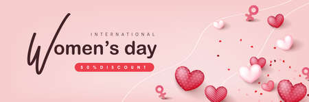 International women's Day sale banner template. Postcard on March 8.のイラスト素材