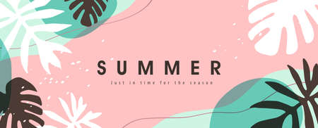 Colorful Summer background layout banners design. Horizontal poster, greeting card, header for websiteのイラスト素材
