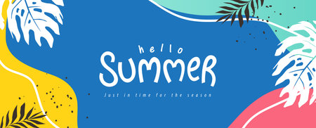 Colorful Summer background layout banners design. Horizontal poster, greeting card, header for websiteのイラスト素材
